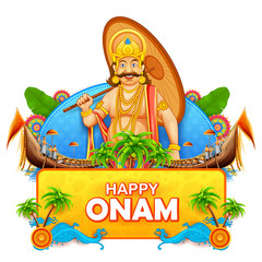 Poster - illustration of snakeboat race in Onam celebration background for Happy Onam festival of South India Kerala