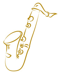 Wall Mural - Saxophone drawing, illustration, vector on white background.