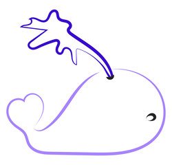 Sticker - Whale drawing, illustration, vector on white background.