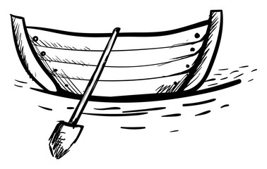 Poster - Boat drawing, illustration, vector on white background.