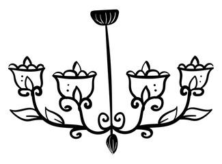 Sticker - Decorative chandelier drawing, illustration, vector on white background.