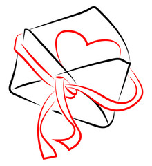 Poster - Envelope with heart, illustration, vector on white background.