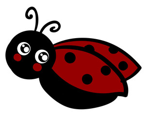 Wall Mural - Cute ladybug, illustration, vector on white background.