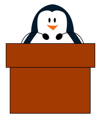 Poster - Penguin with microphone, illustration, vector on white background.