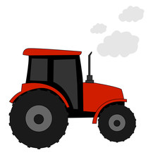 Red Tractor, Illustration, Vector On White Background.