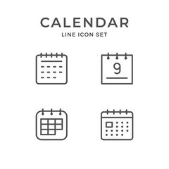 set line icons of calendar