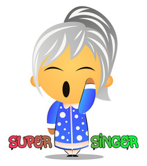 Sticker - Grandma is super singer, illustration, vector on white background.