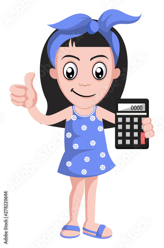 Girl With Calculator Illustration Vector On White Background