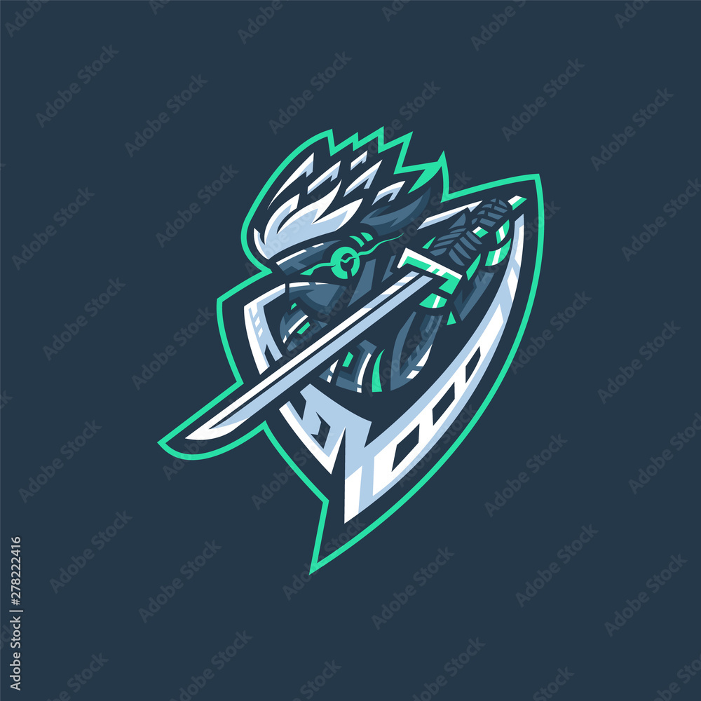 E-sports team logo template with samurai Stock Vector | Adobe Stock, image size:1000x1000
