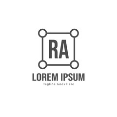 Initial RA logo template with modern frame. Minimalist RA letter logo vector illustration