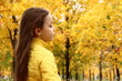© Худеть нездорово Заб - beautiful little girl in the autumn forest, brunette teenager enjoys nature