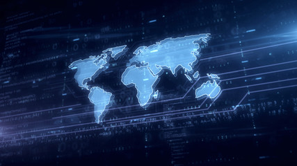 cyber security world blue hologram