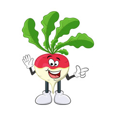 Wall Mural - turnip happy cartoon character illustration  isolated on white background