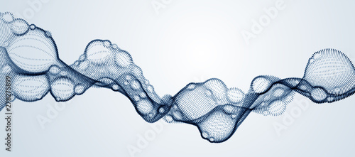 Cuadros en Lienzo Abstract vector biological fluid, dotted horizontal vector particle flow shape, nano medical technology, microbiology science fiction theme illustration