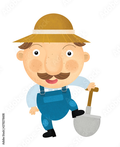 Cuadros en Lienzo cartoon scene with farmer on white background - illustration for children