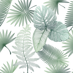 seamless pattern with tropical leaf palm . vector illustration.