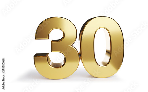 Fotomural 30 thirty bold letters golden isolated 3d-illustration