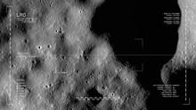LRO Imaging Flyover: Rolling Terrain NNE Of Chaplygin Crater. LAT -1.73 LONG 149.15. Clip Loops And Is Reversible. Scientifically Accurate HUD. Elements Of This Image Furnished By NASA