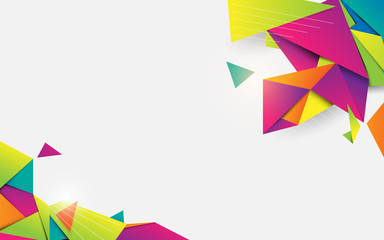 Poster - Abstract 3d crystal colorful geometric shape with white space for your design