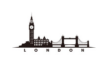 London Skyline And Landmarks Silhouette Vector