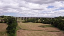 Rising Dolly Shot Revealing Crimple Valley Viaduct In North Yorkshire On A Summer’s Day