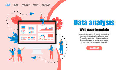 Wall Mural - Web template. Mans studying financial statistics on screen monitor. Financial reports, charts graphs on screens of desktop. Business concept	