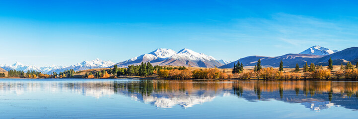 Wall Mural - Panorama Mountain Landscape In Mountains, New Zealand Nature Scenery