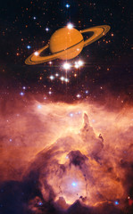 Wall Mural - planet saturn from outer space. space nebula