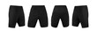 Blank black shorts pant mock up template, front and back and side view, isolated on white background with clipping path.