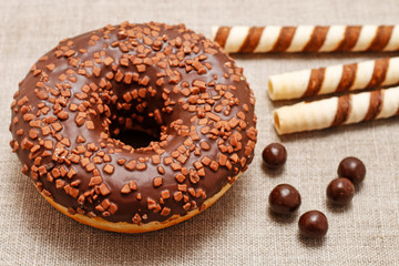 Sticker - Chocolate donut and other sweets.