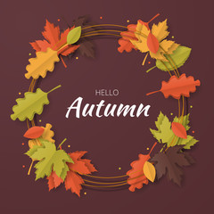 Wall Mural - Autumn background with folded paper leaves. vector illustration