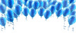A blue party balloons isolated header background