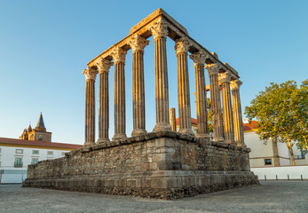 Wall Mural - The Roman Temple of Evora, also referred to as the Templo de Diana is an ancient temple in the Portuguese city of Evora