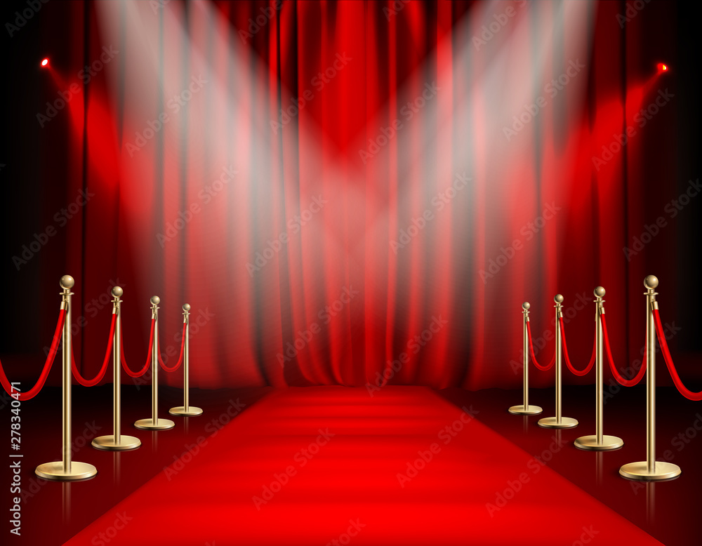 Red Carpet With Curtain - obrazy, fototapety, plakaty 