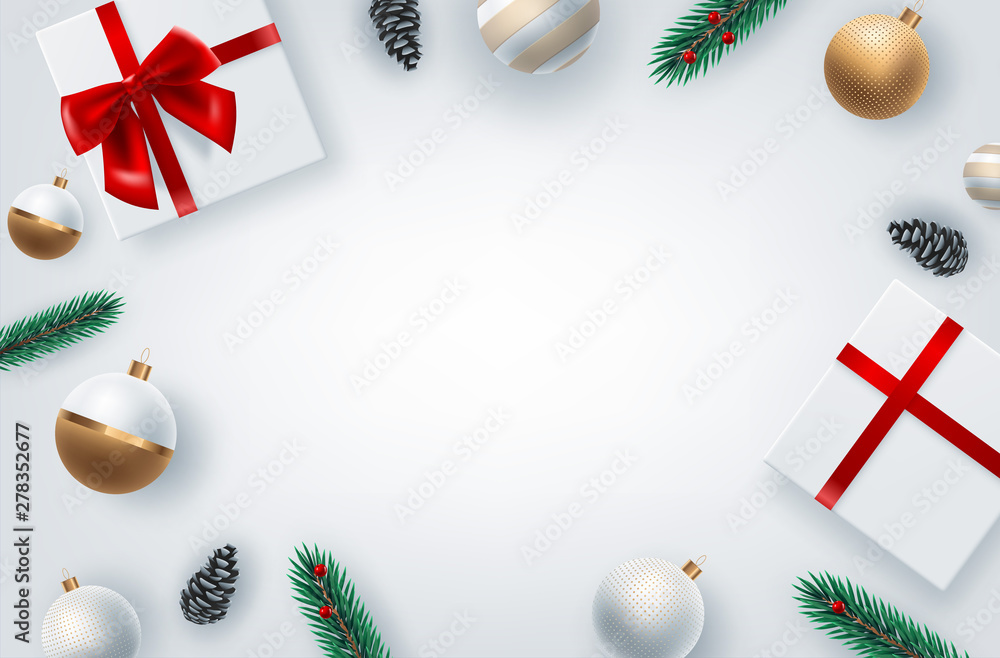 Background with Border of Realistic Looking Christmas Tree Branches and ...