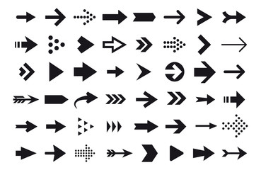 Sticker - Arrow icons, vector arrow cursor isolated on white background. Direction arrow right, pointer navigation illustration