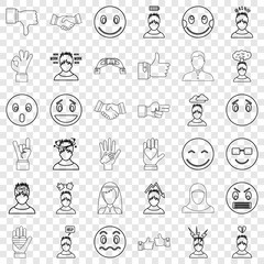 Wall Mural - Stressed icons set. Outline style of 36 stressed vector icons for web for any design