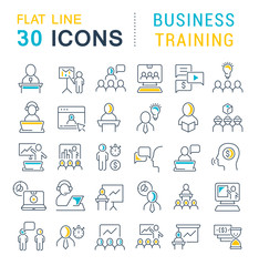 Wall Mural - set vector line icons of business training
