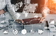 © InfiniteFlow - Data Analysis for Business and Finance Concept. Graphic interface showing future computer technology of profit analytic, online marketing research and information report for digital business strategy.