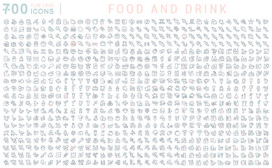 Wall Mural - Set Vector Line Icons of Food and Drink