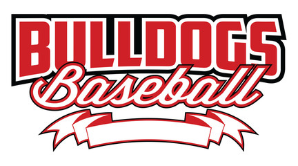 Bulldogs Softball Design With Banner is a team design template that includes text and a blank banner with space for your own information. Great for advertising and promotion for teams or schools.