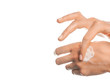 © Artem Markin - Fingers apply cream to skin. Close up