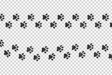 Vector Cartoon Isolated Paw Prints For Template Decoration On The Transparent Background.