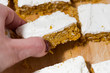 © cook_inspire - carrot cake with icing, closeup