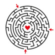 Round labyrinth maze game, find your path to heart