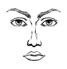 Wall Mural - Woman face. Vector drawing icon