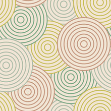 Vector Green Gold Peach Orange Circles Seamless Repeat Background Pattern