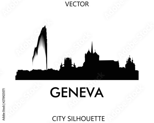Fotografía Geneva skyline silhouette vector of famous places