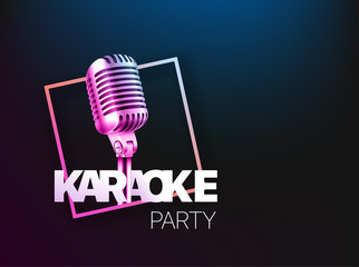 Karaoke party banner layout. Vector card template with copyspace