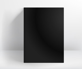 Poster - Blank black hard cover book vector mockup. A4 format